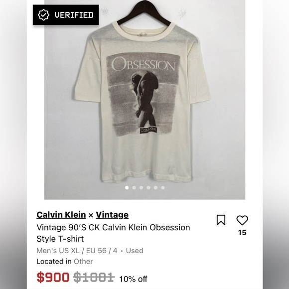 80s Calvin Klein “Obsession” Single Stitch Tee - Picture 9 of 9